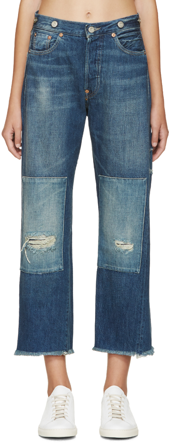 Levi's Blue Cropped 501 Cone Mills Edition Jeans in Blue | Lyst
