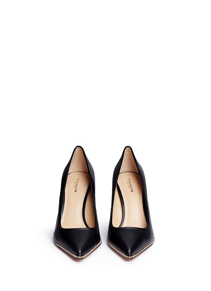Lyst Coach 'tamera' Bead Chain Trim Leather Pumps in Black