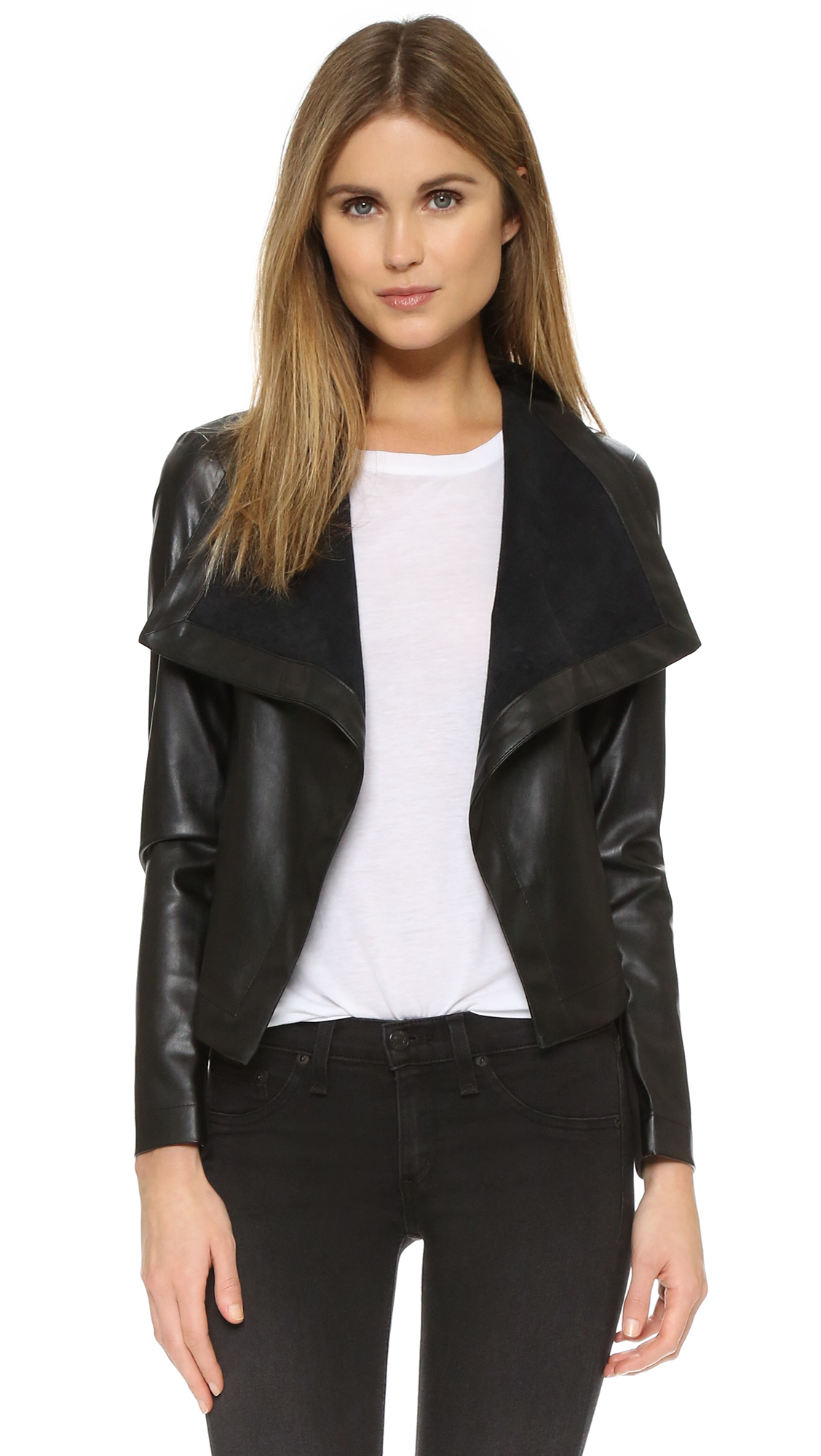 Lyst - BB Dakota Ariana Drape Front Jacket in Black