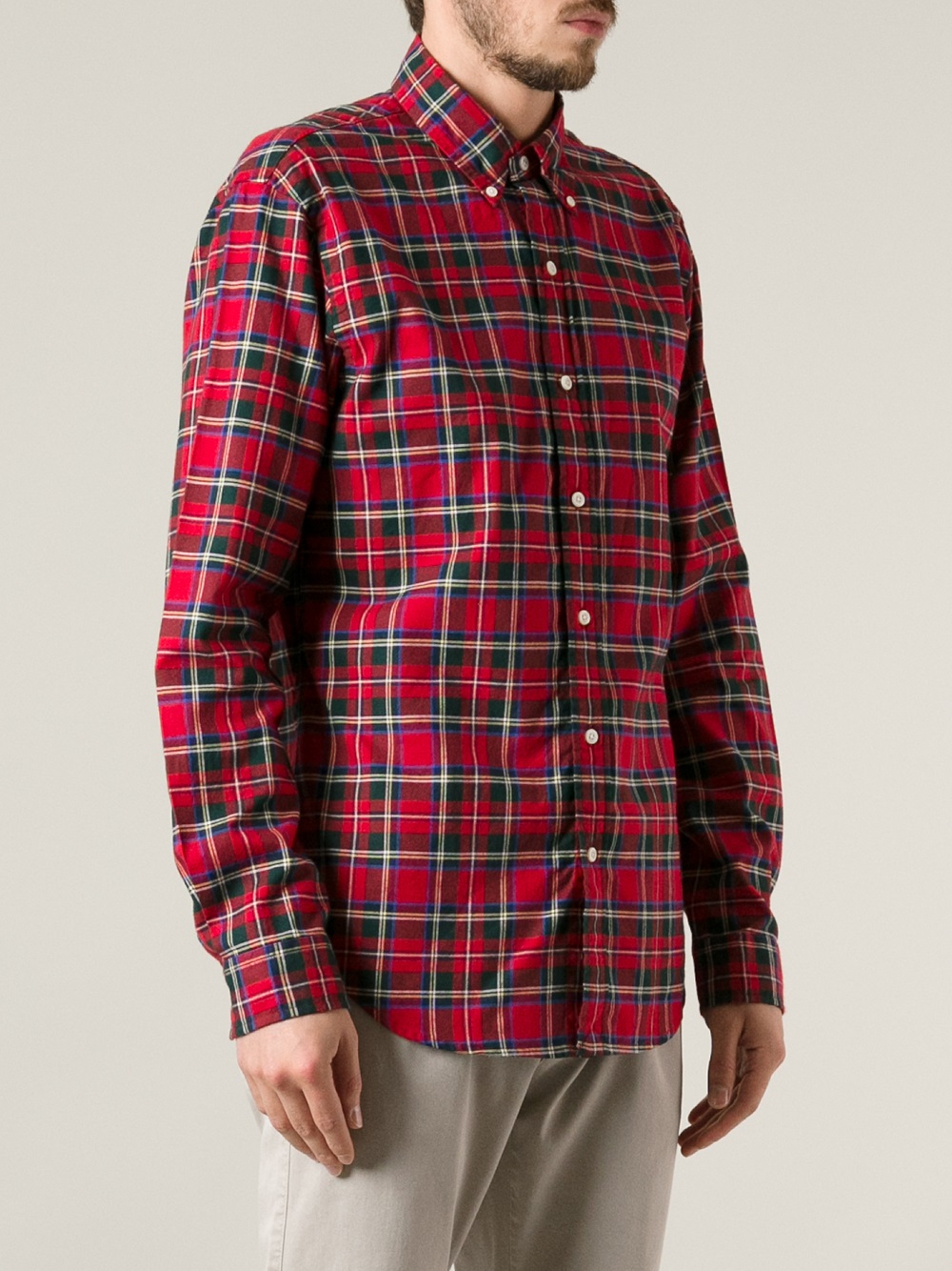 Mens Utility Short Sleeve On Down Plaid Shirt
