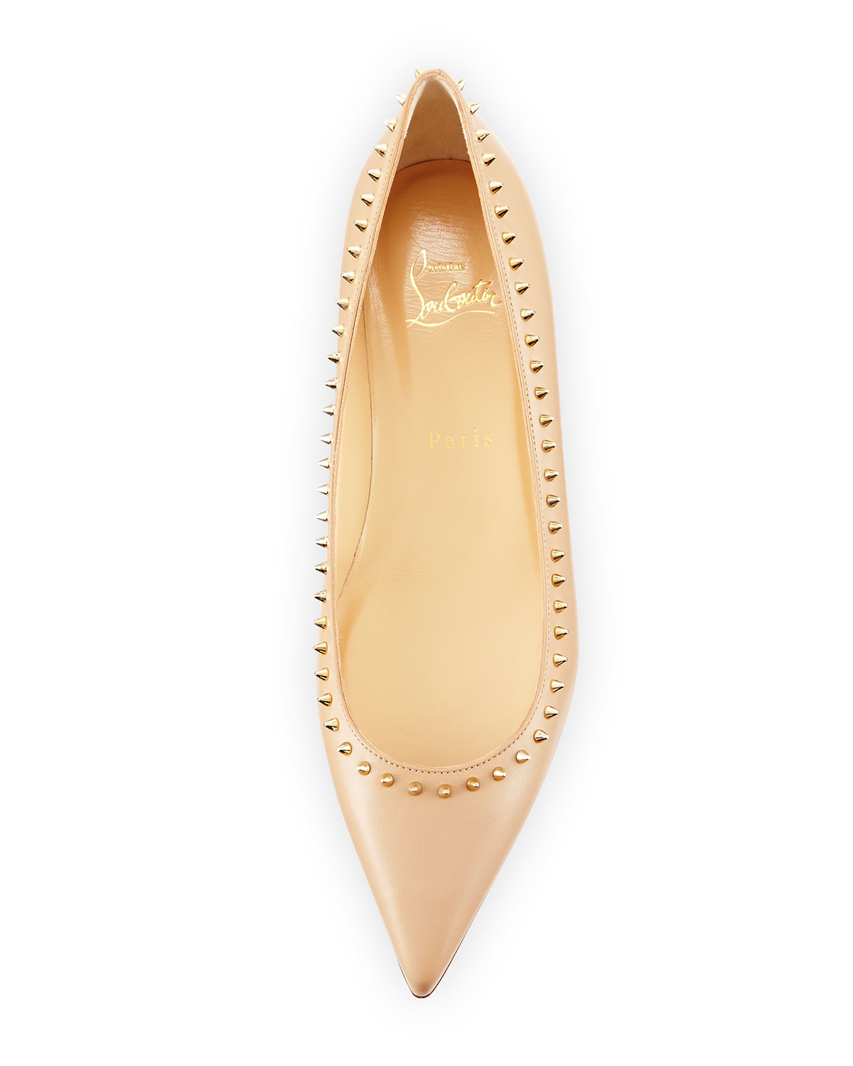 christian louboutin flats replica - Christian louboutin Anjalina Studded Leather Ballet Flats in Beige ...