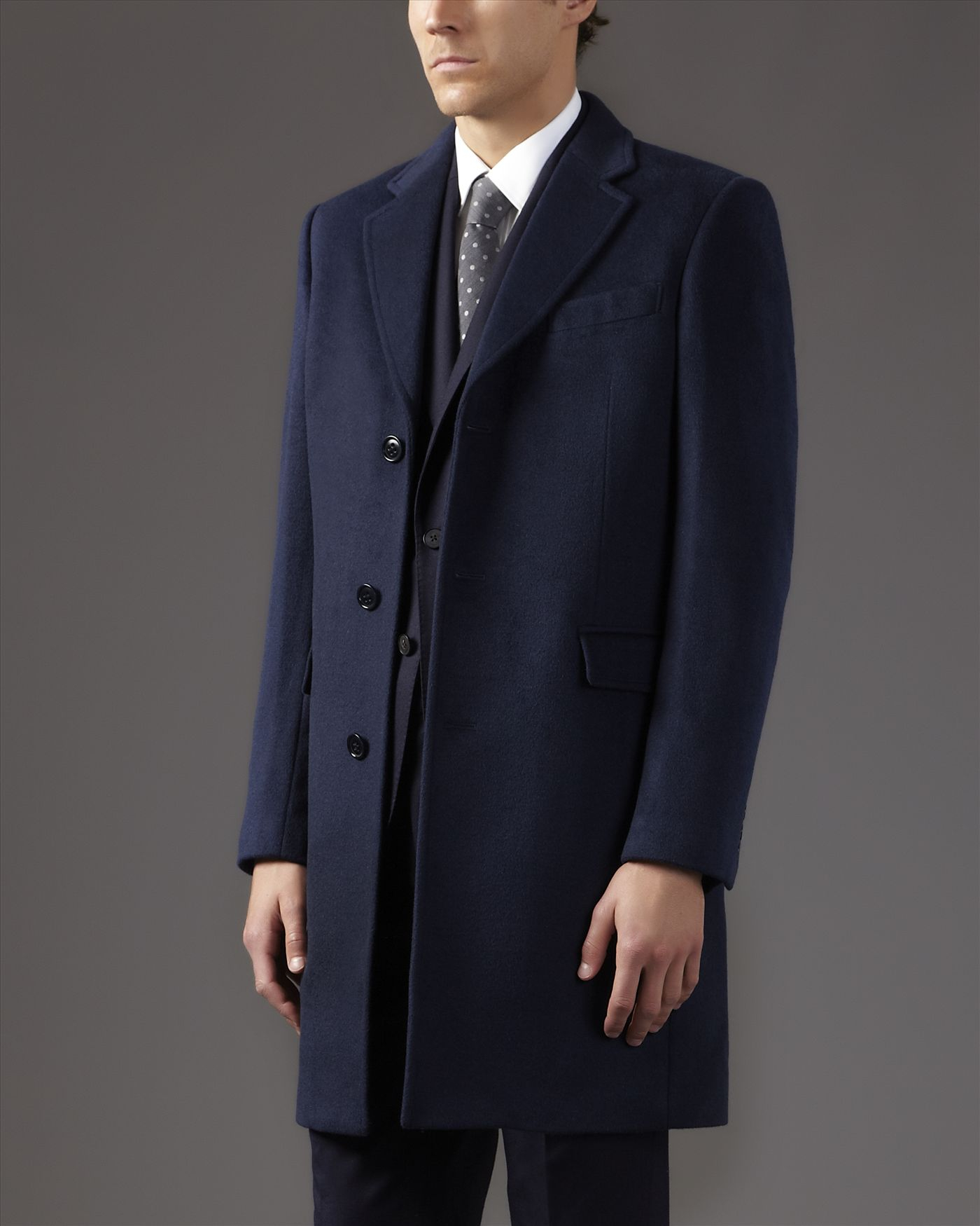 Navy Cashmere Coat - JacketIn