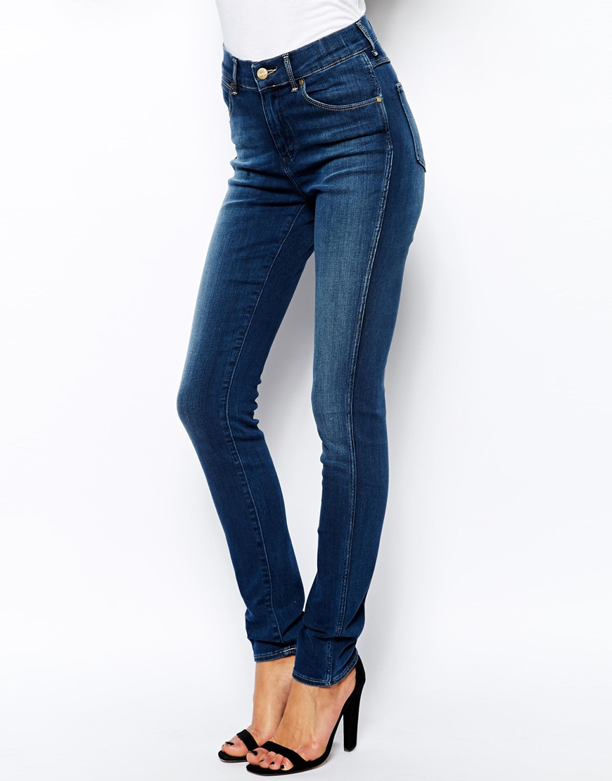 Wrangler Jess High Waist Skinny Jeans in Blue | Lyst
