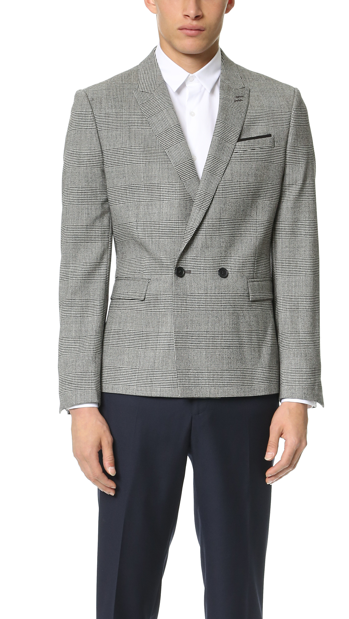 Lyst - The Kooples Double Breasted Prince Of Wales Check Jacket in ...