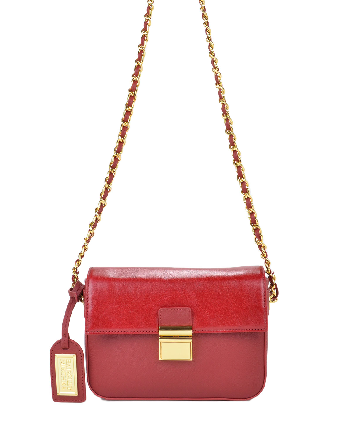 Badgley mischka Valentina Saffiano Handbag in Red | Lyst