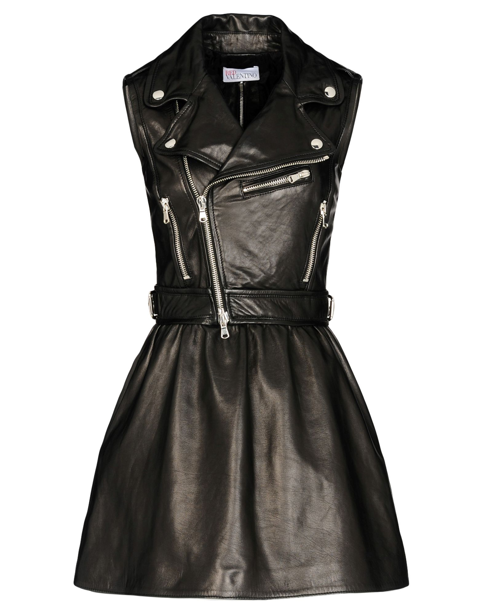 Red valentino Leather Biker Dress in Black | Lyst