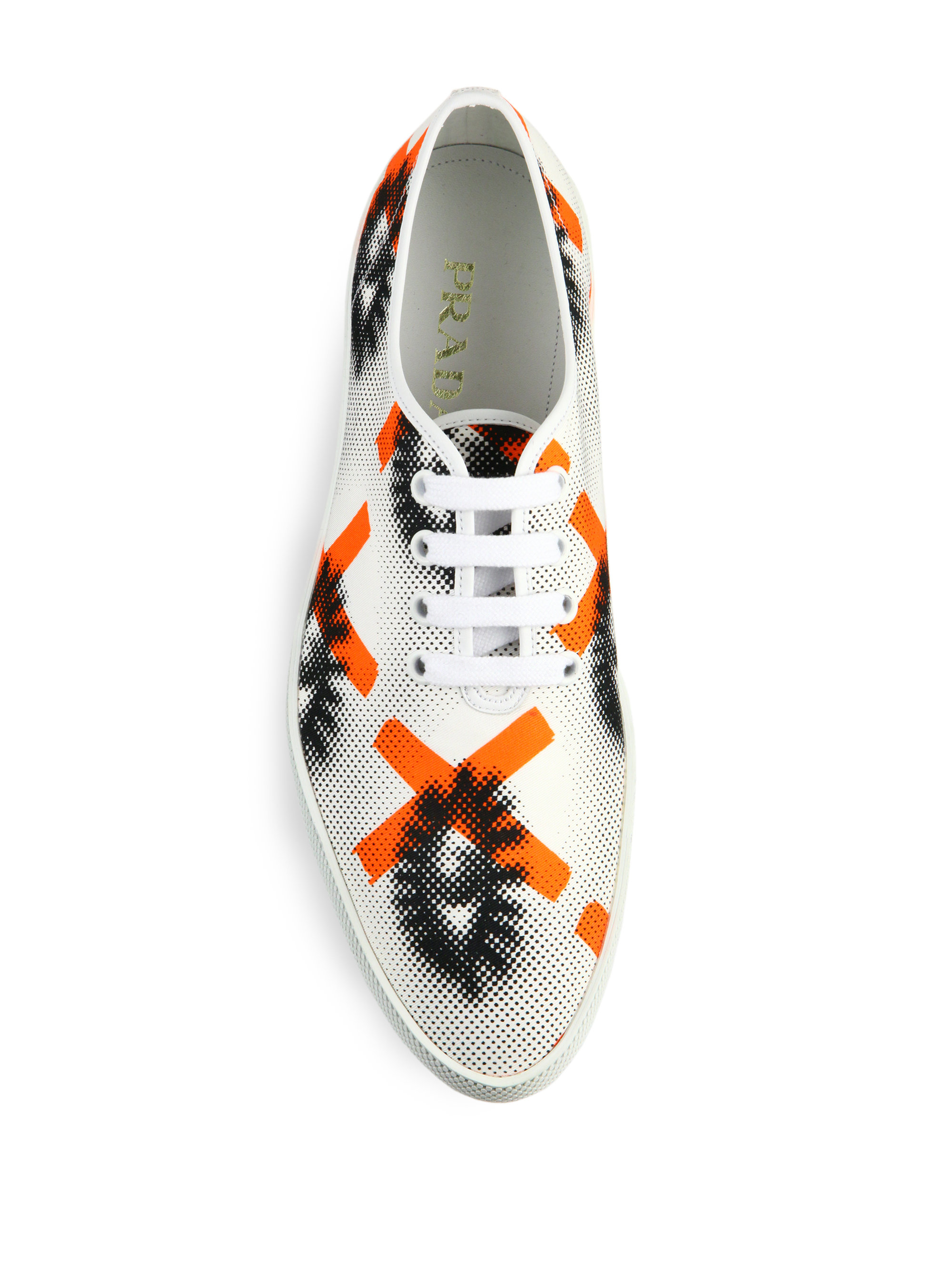 Download Prada Eye-print Canvas Sneakers in Orange for Men - Lyst