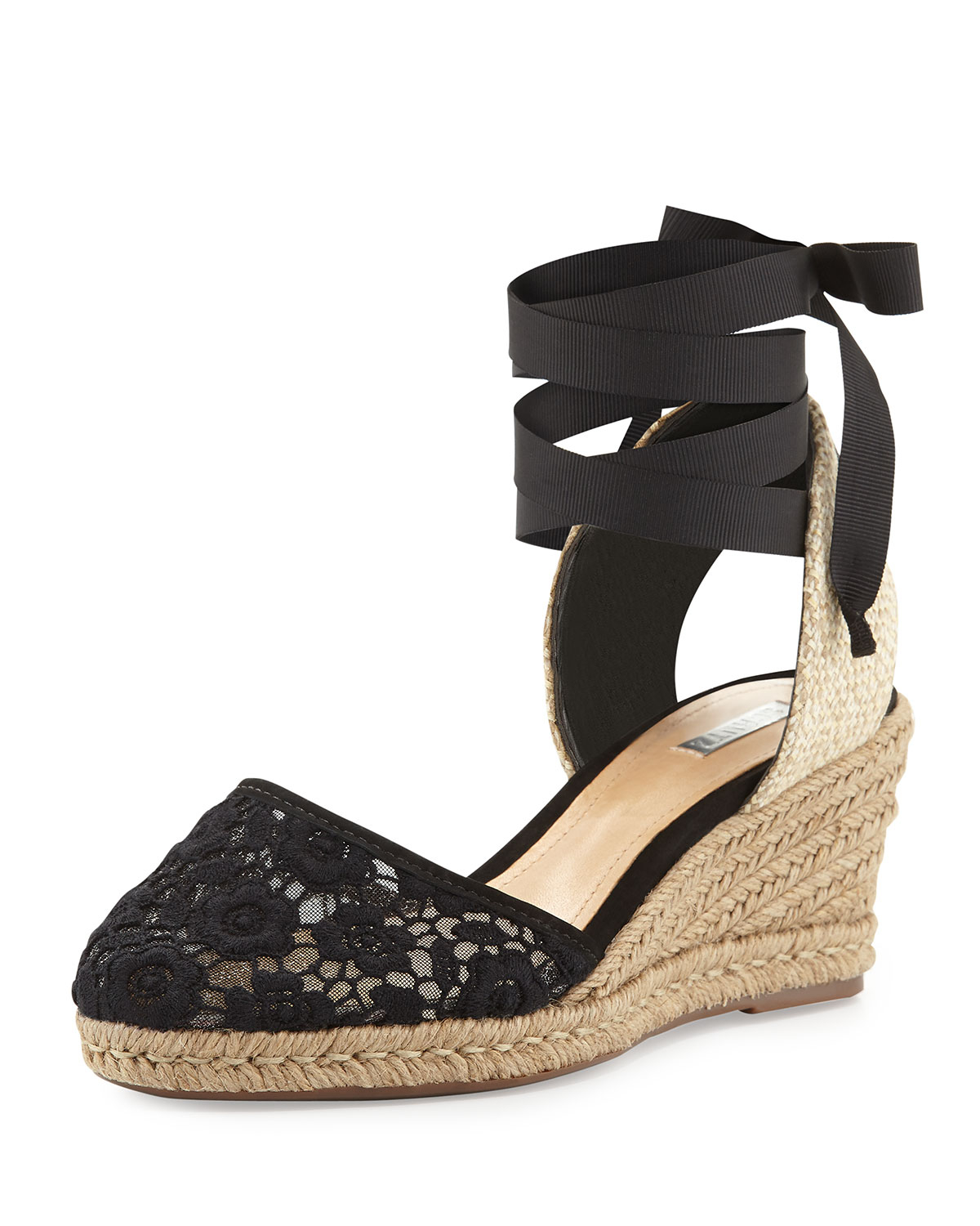 Schutz Athena Lacejute Almond Espadrille Wedge Black in Brown (6) | Lyst