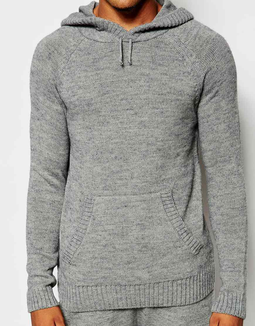 Lyst - Asos Loungewear Knitted Hoodie in Gray for Men