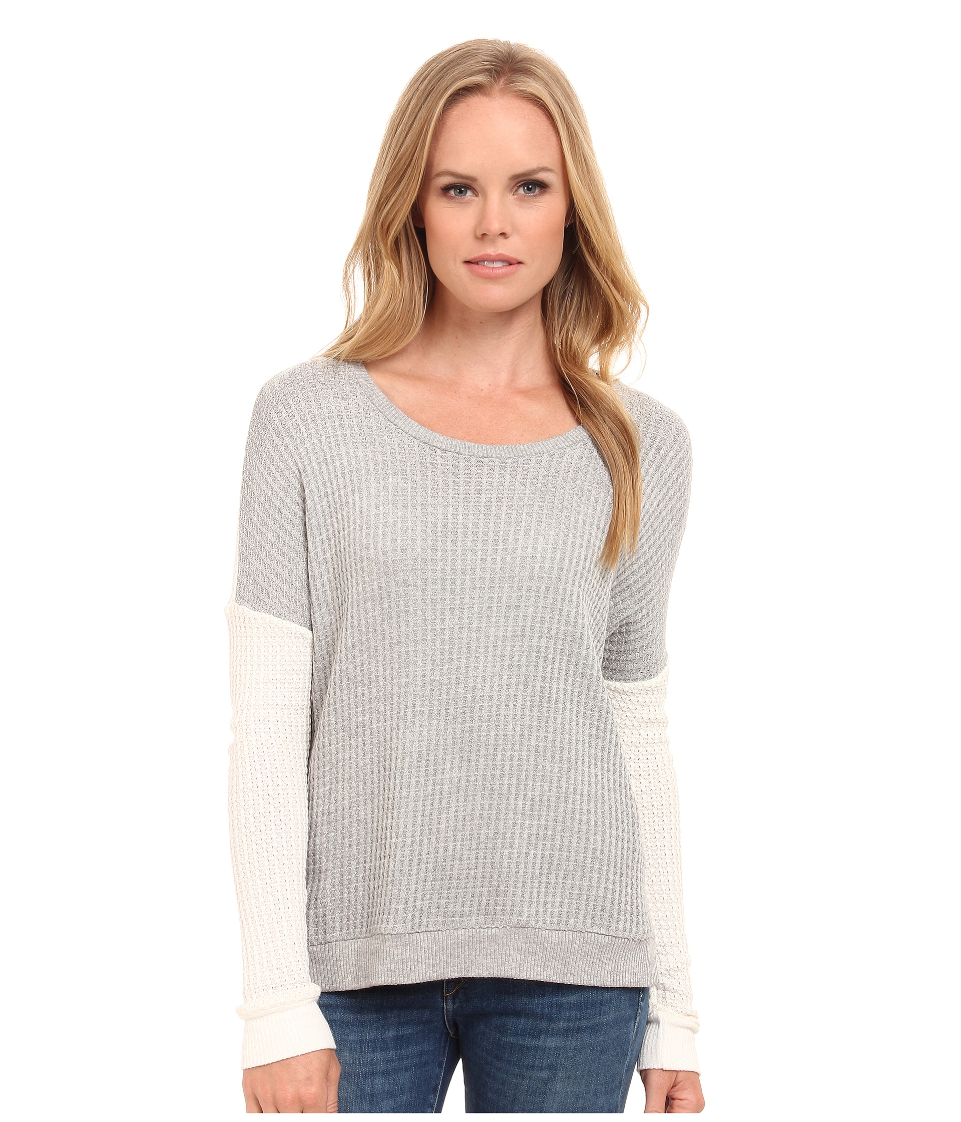 windsor color block waffle knit pullover
