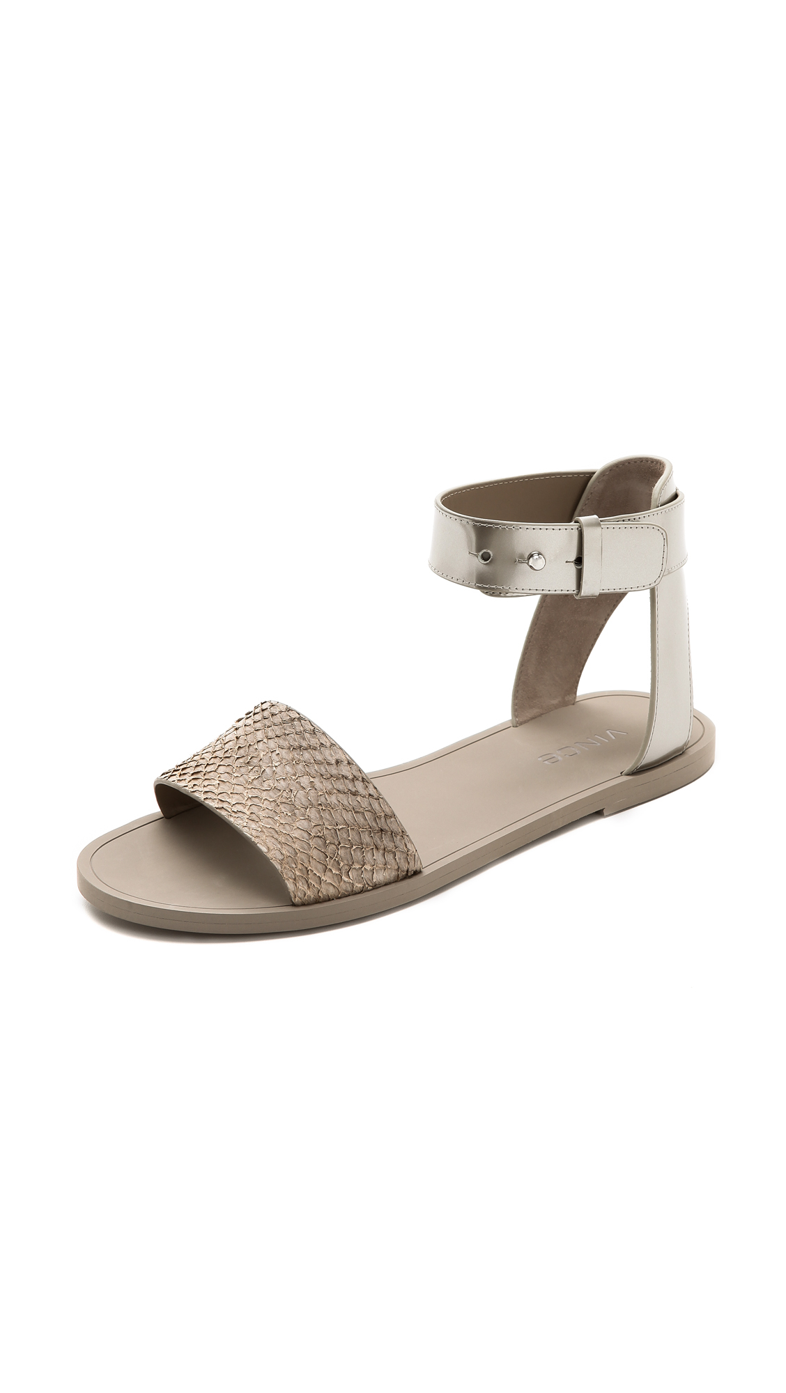 Vince Sawyer Flat Sandals with Ankle Strap in Gray - Lyst