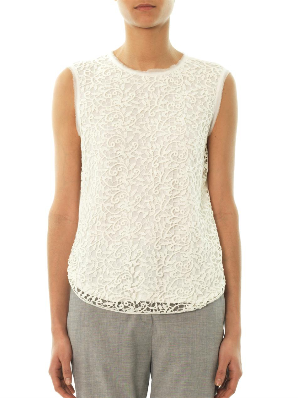 Rebecca Taylor Guipure Lace Sleeveless Top in White - Lyst
