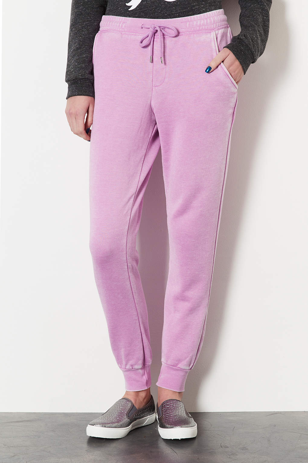 lilac track pants