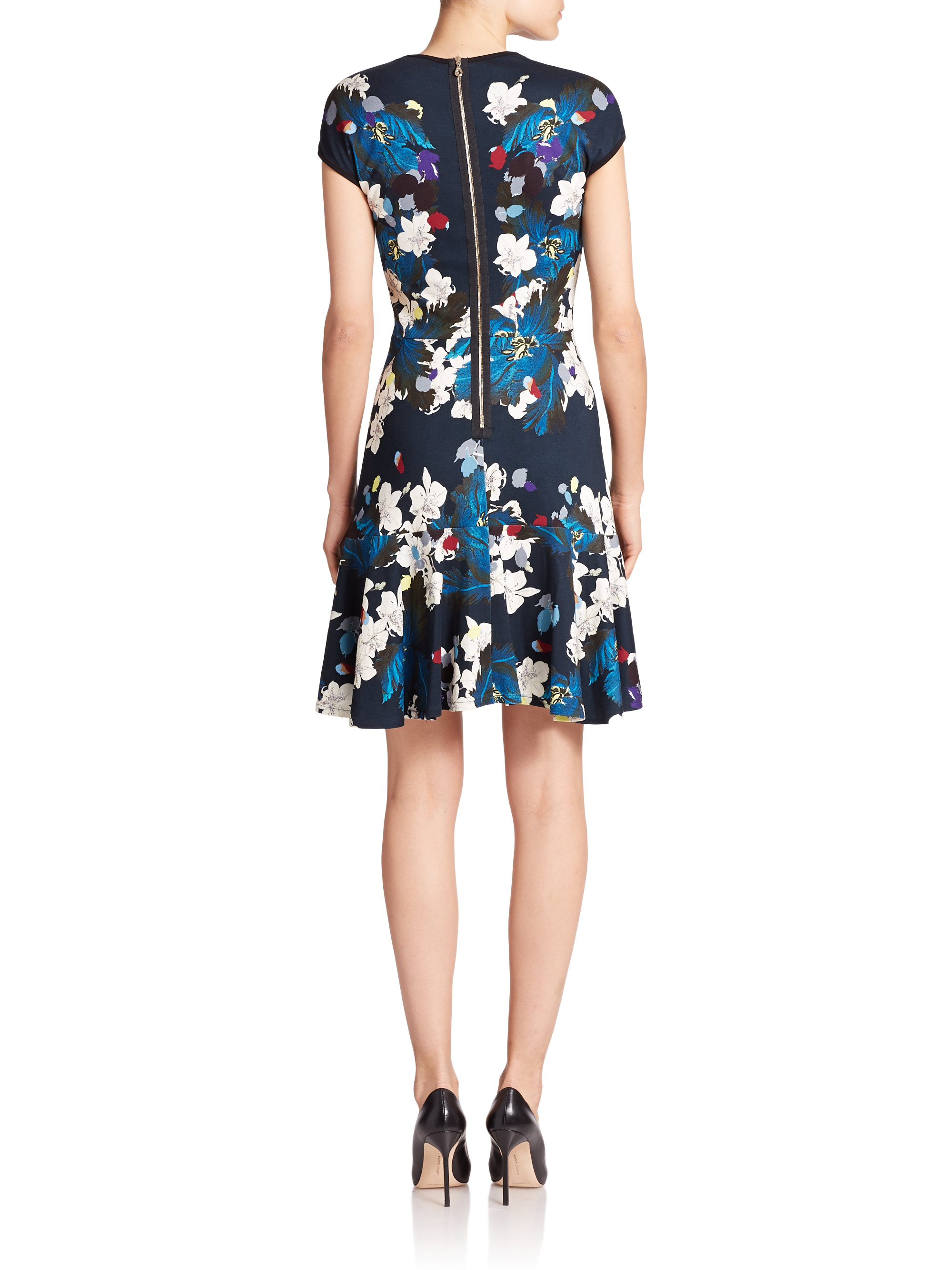 Lyst - Erdem Darlina Floral-print Flounce Dress in Blue