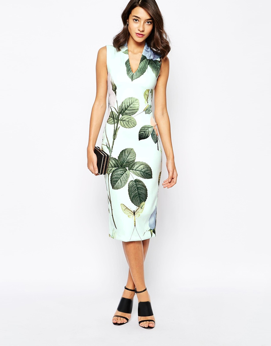 ted baker green midi dress in distinguishing rose print product 1 27745378 2 973959224 normal