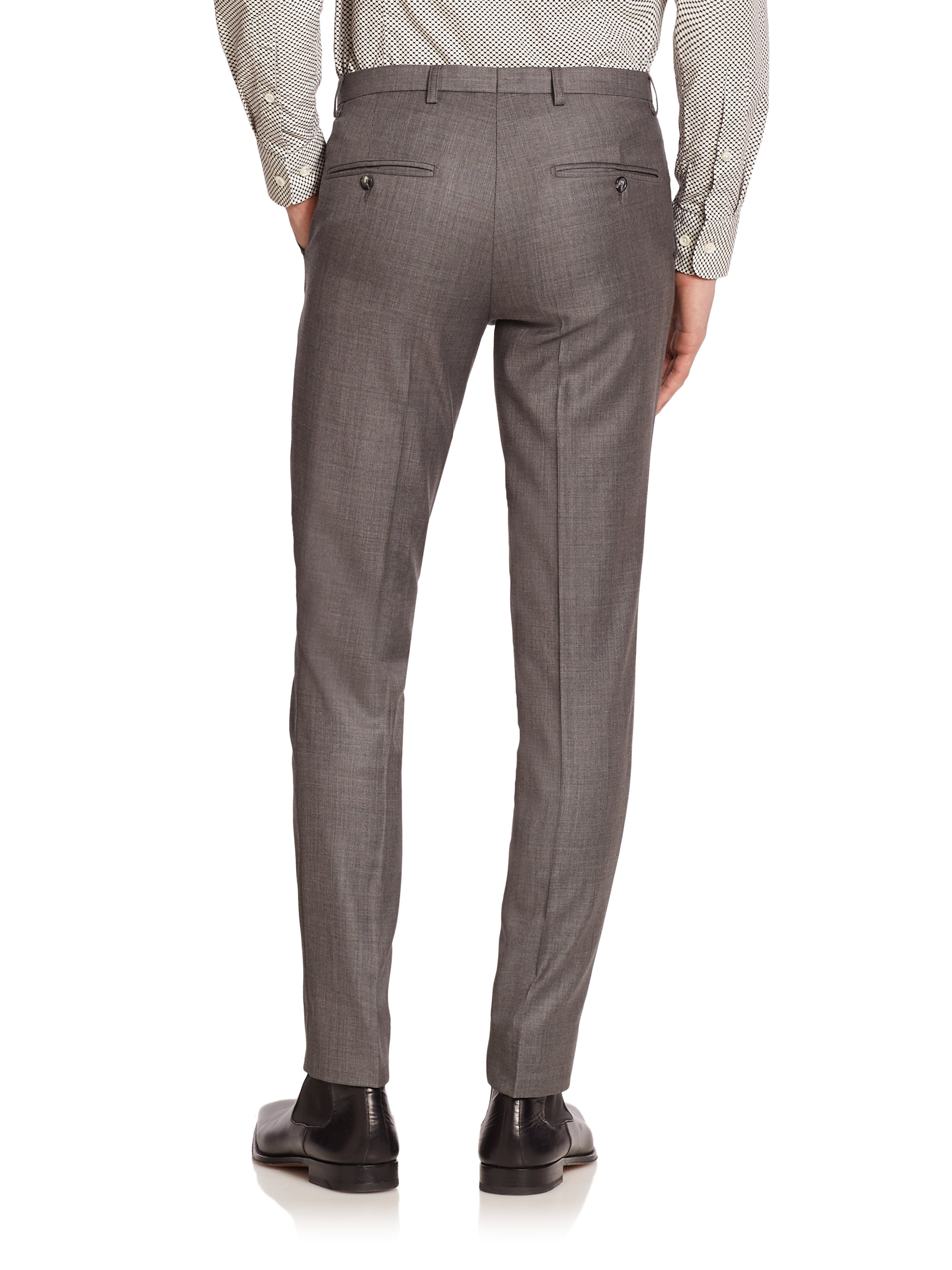 J.Lindeberg Flat-front Virgin Wool Pants in Gray for Men - Lyst