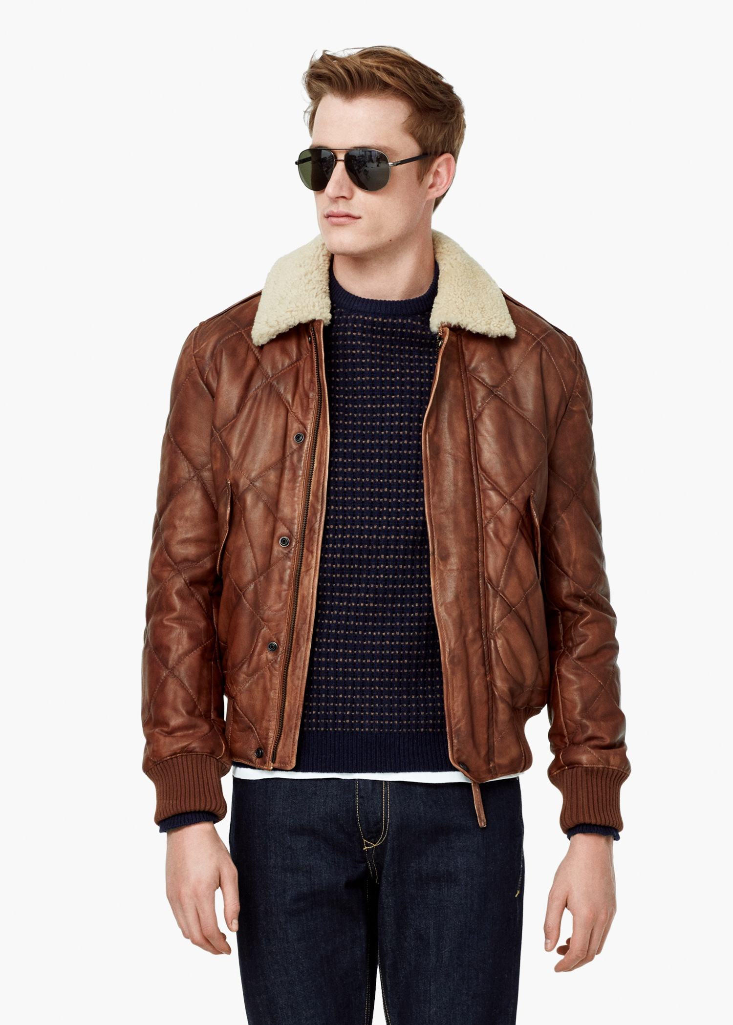 Leather Aviator iJacketi Coat Nj