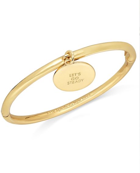Kate Spade New York Goldtone Heart Charm Lets Go Steady Bangle Bracelet ...