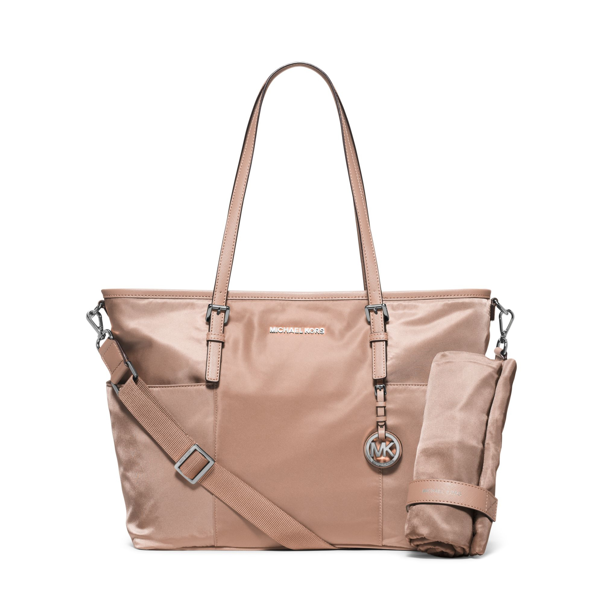 Lyst Michael Kors Jet Set Large Nylon Diaper Bag In Pink Gallery