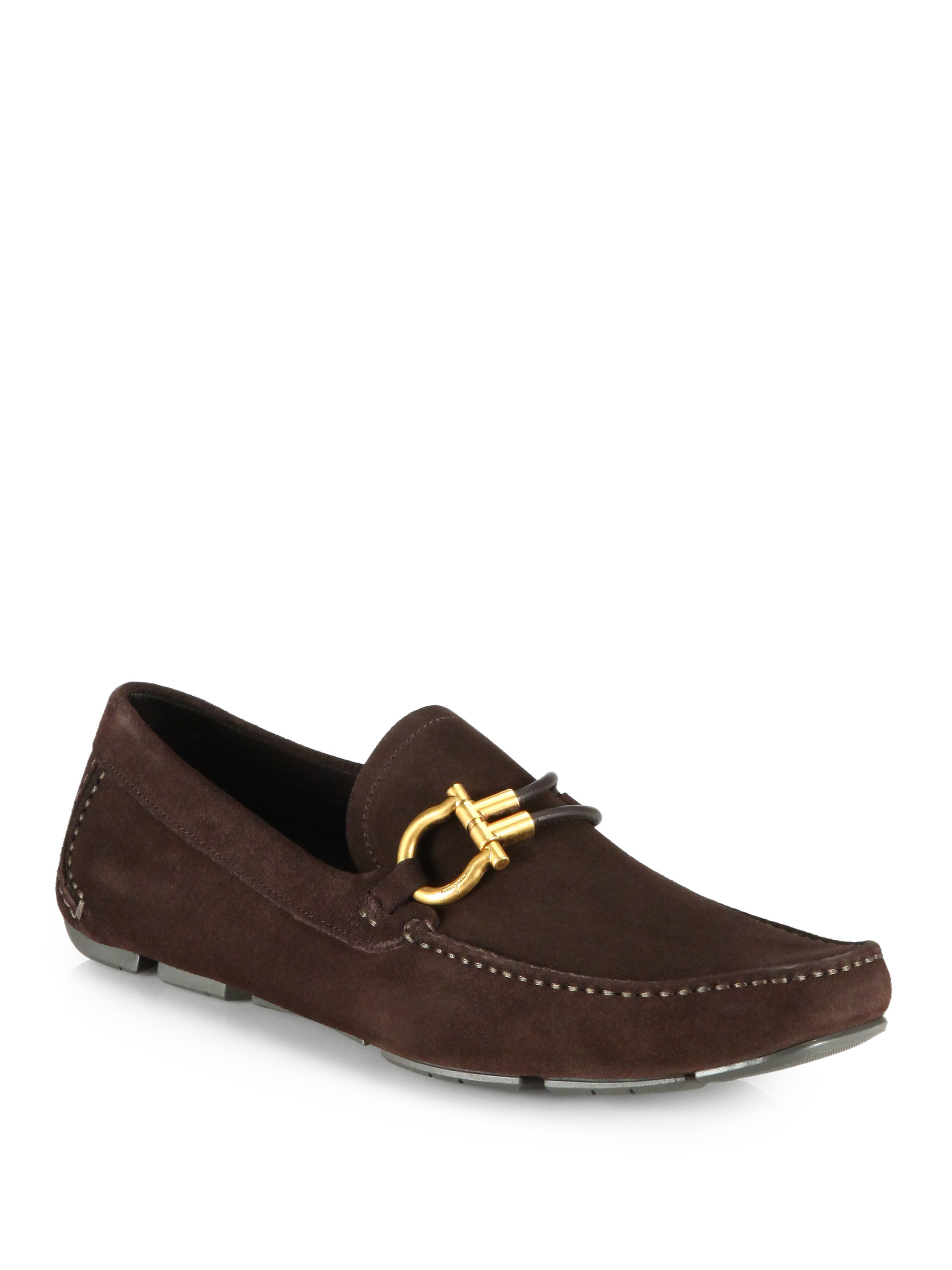 Ferragamo Suede Driving Loafers in Brown for Men | Lyst