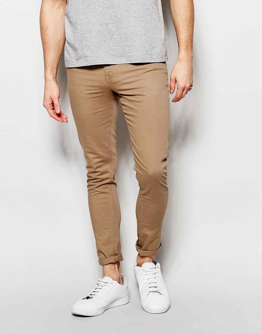 Lyst - Asos Super Skinny Jeans In Light Brown in Brown for Men