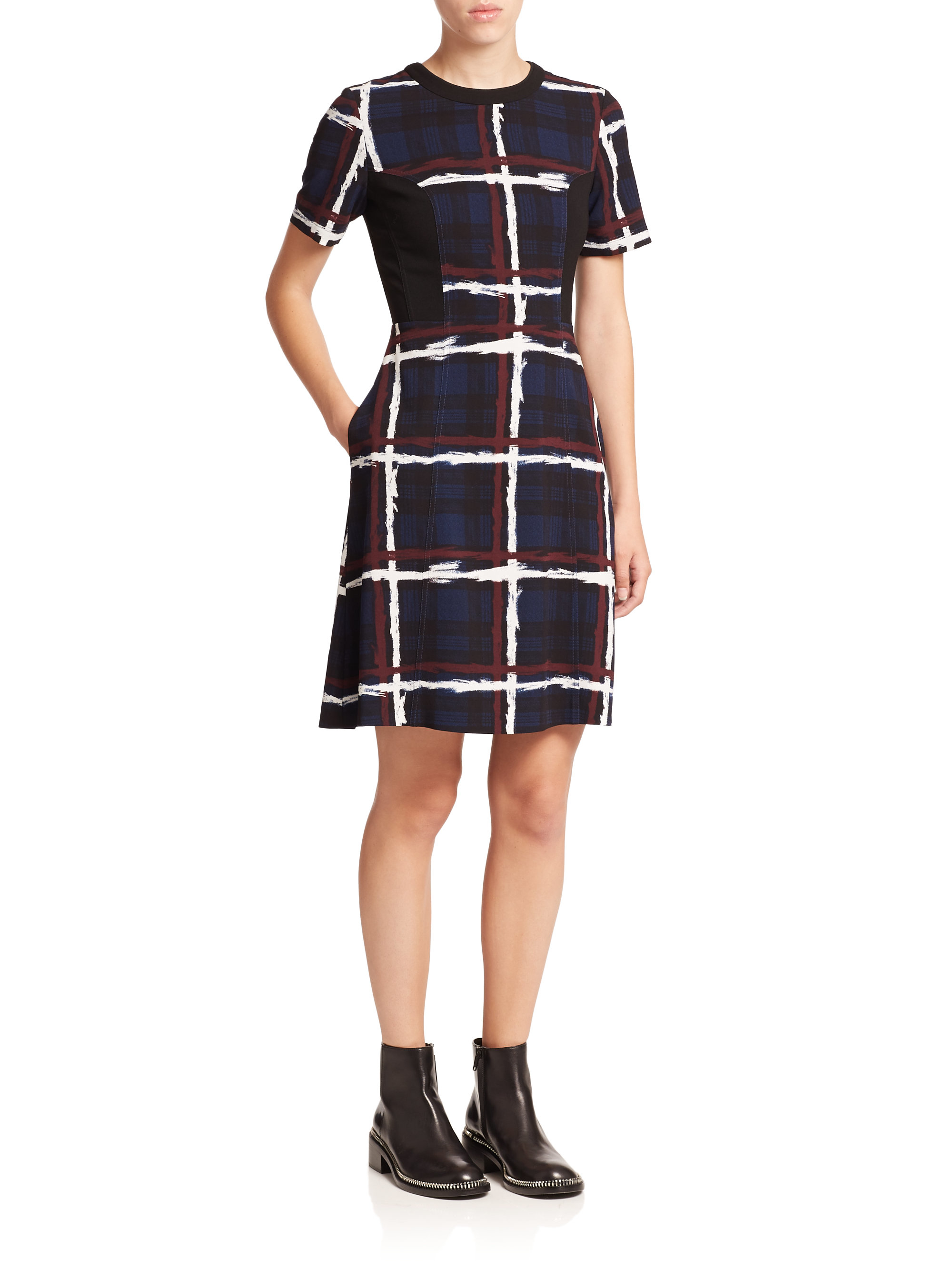 Marc by marc jacobs Chalky Tartan Crepe Dress - Gettysburg Blue ... Marc by marc jacobs Chalky Tartan Crepe Dress - Gettysburg Blue ...