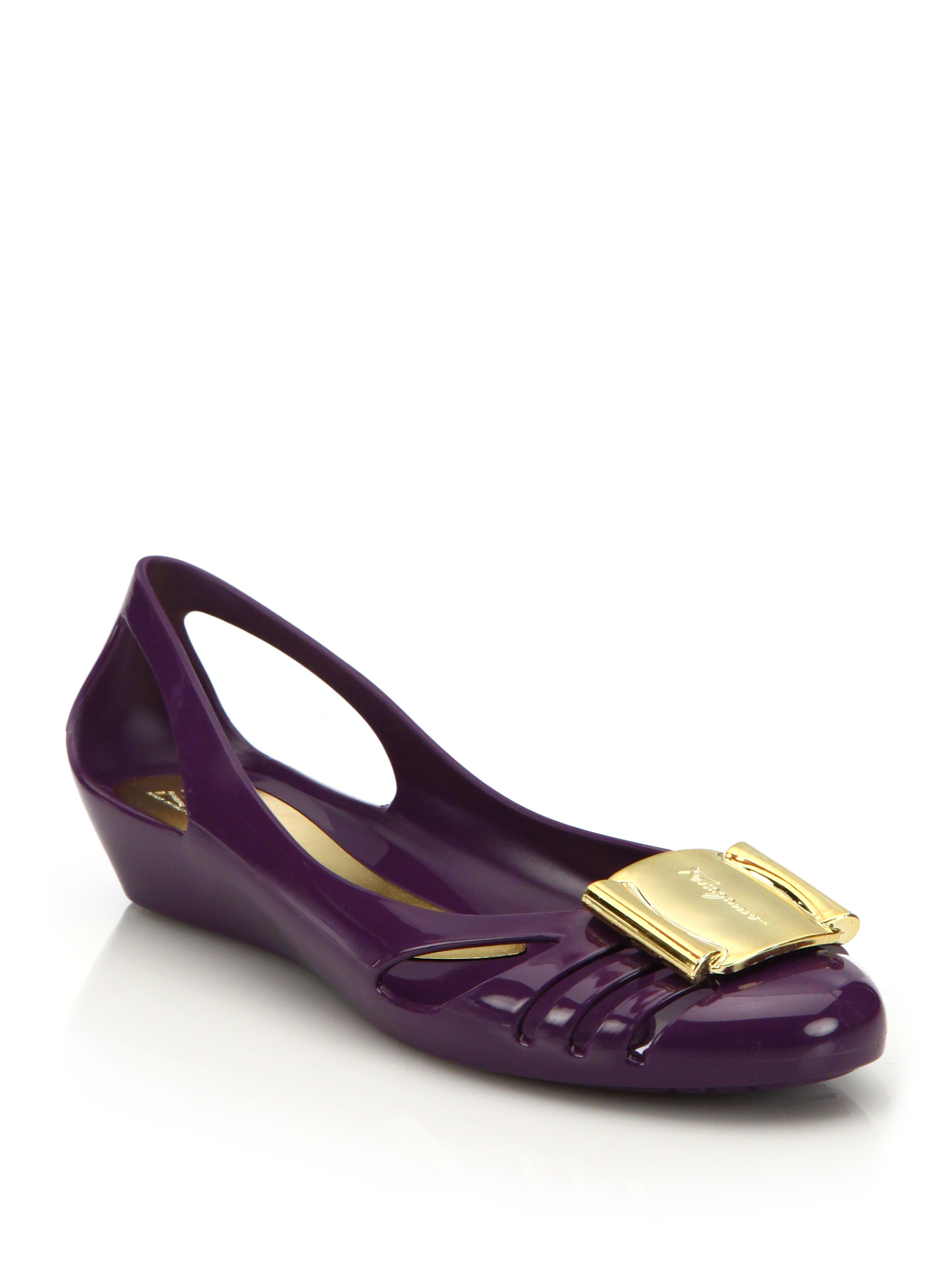  Ferragamo  Bermuda Cutout Jelly  Wedge Sandals  in Purple Lyst