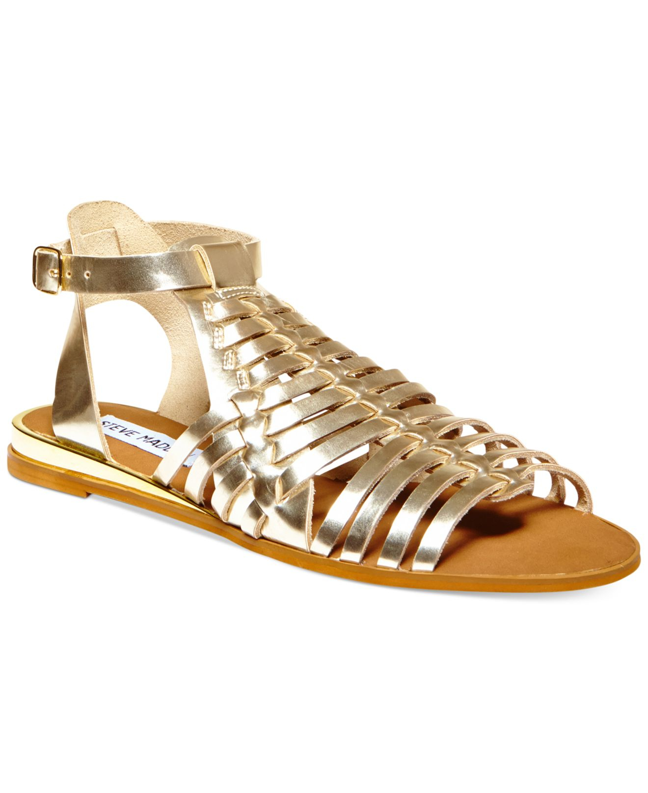 Steve madden Women's Comely Flat Gladiator Sandals in Metallic | Lyst
