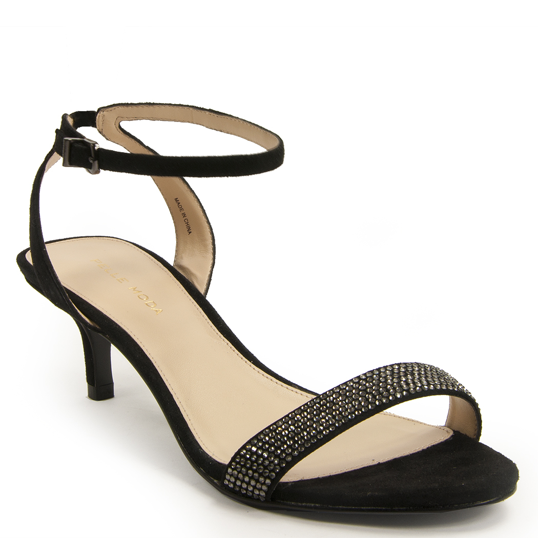 Pelle moda Kitten  Heel  Sandal  in Black Lyst