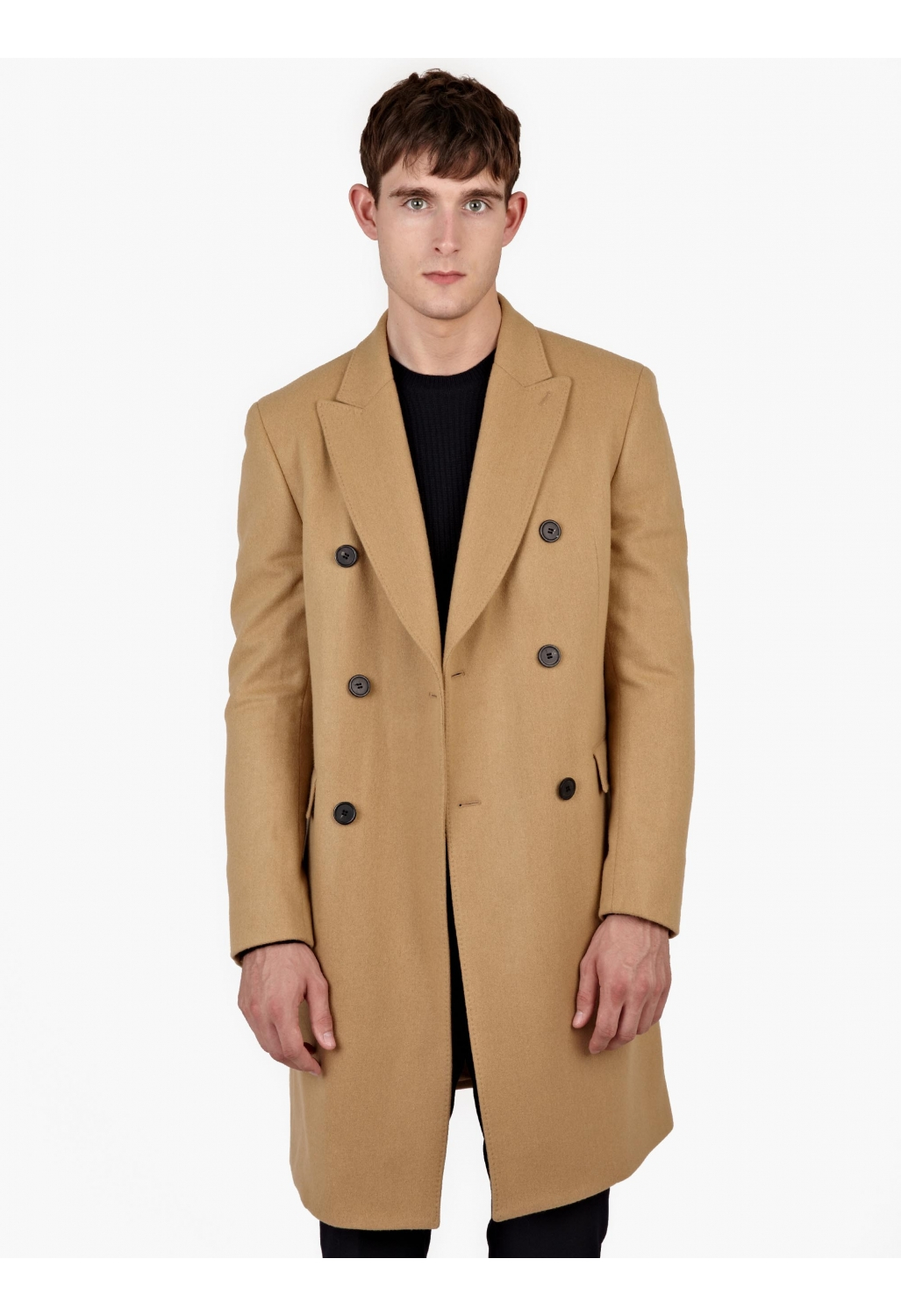 Melindagloss Camel Double-breasted Wool Coat in Beige for Men | Lyst
