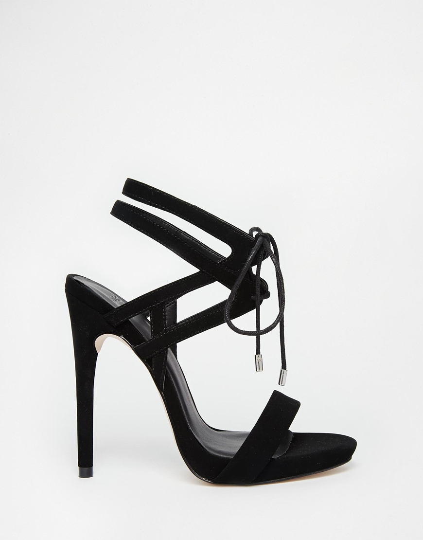 Asos Honor Lace Up Heeled Sandals in Black