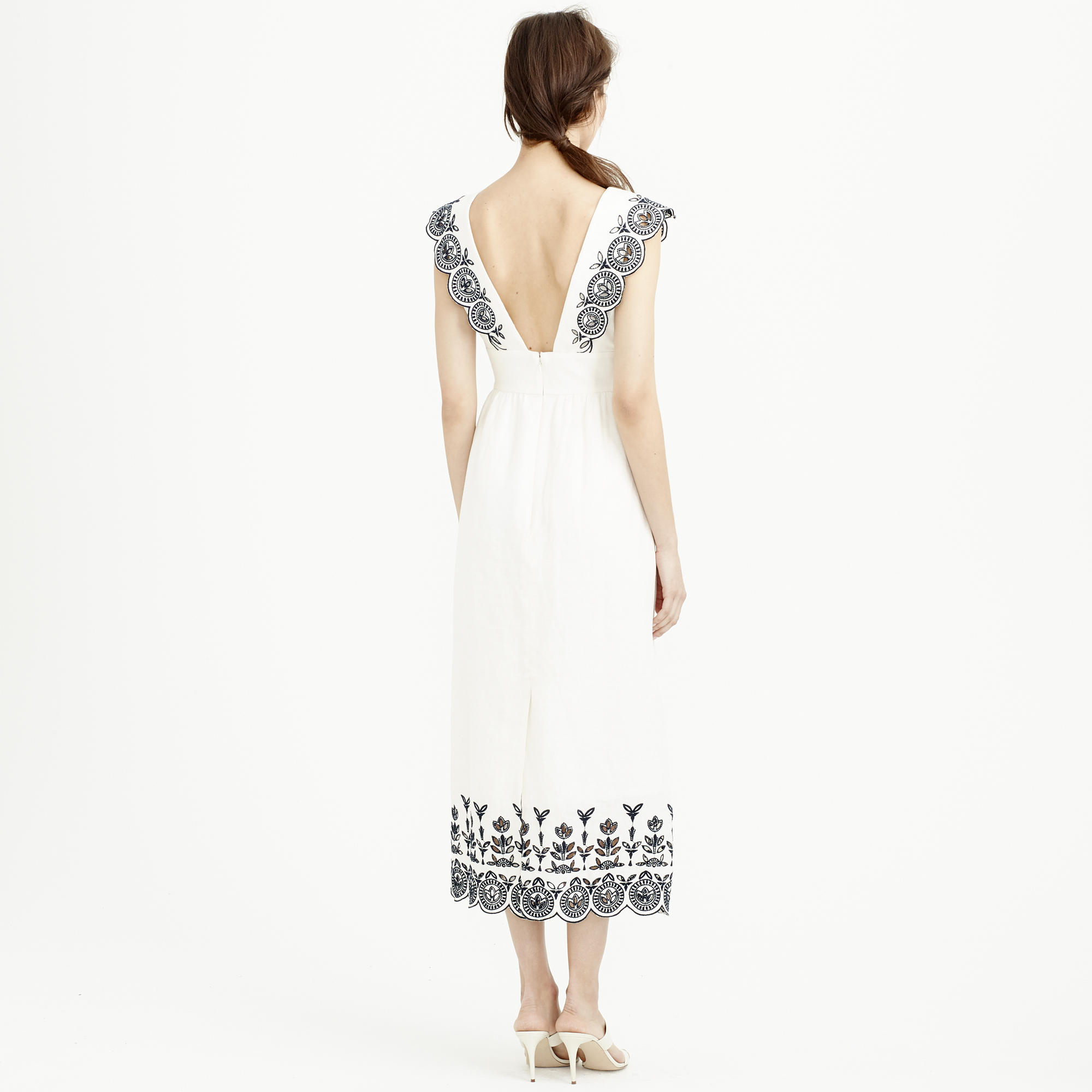 J.crew Collection Embroidered Linen Dress in White Lyst