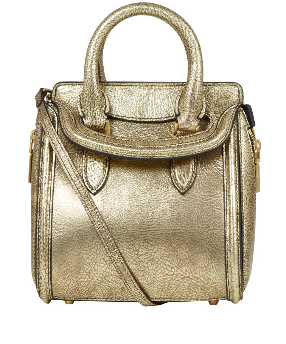 Alexander Mcqueen Gold Metallic Heroine Leather Bag in Gold | Lyst