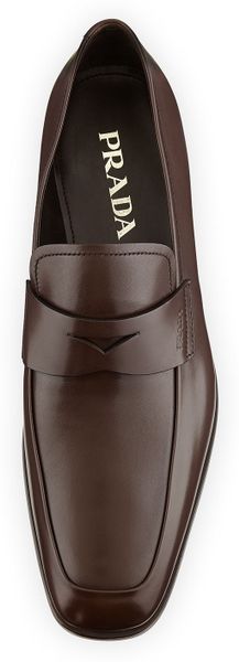 prada penny loafer brown