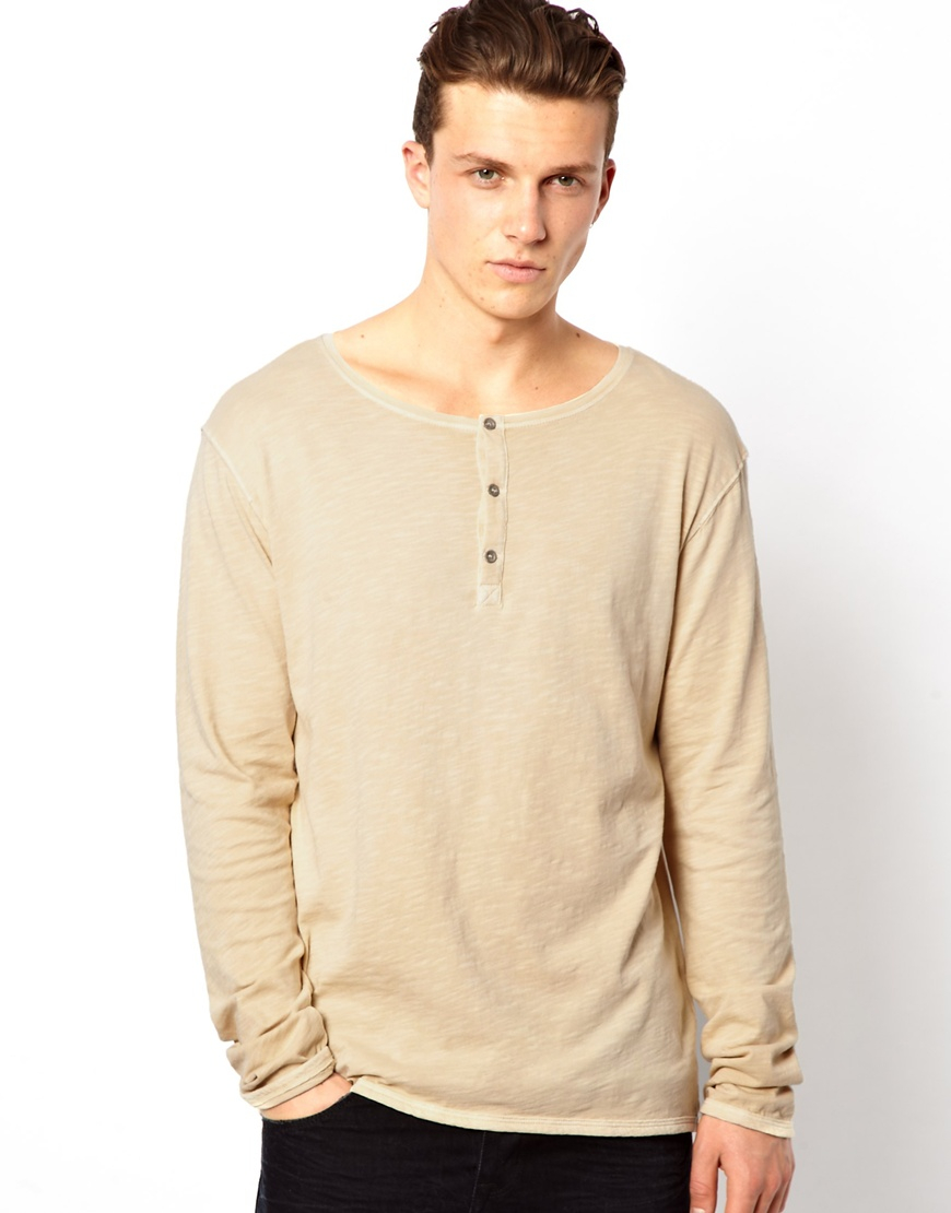 Lyst - Esprit Long Sleeve Henley in Natural for Men