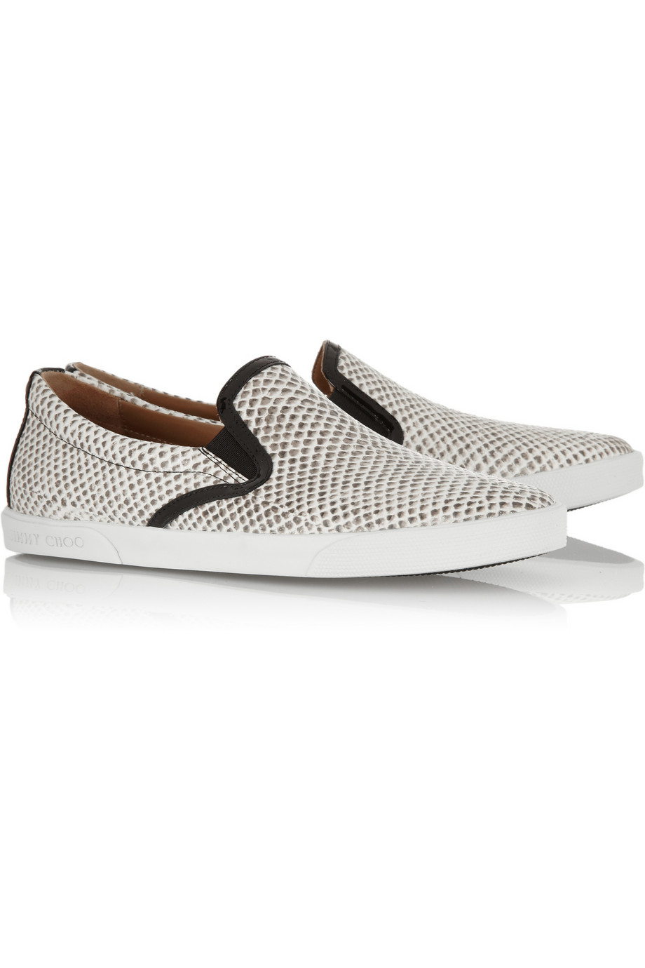 snake effect leather platform trainers