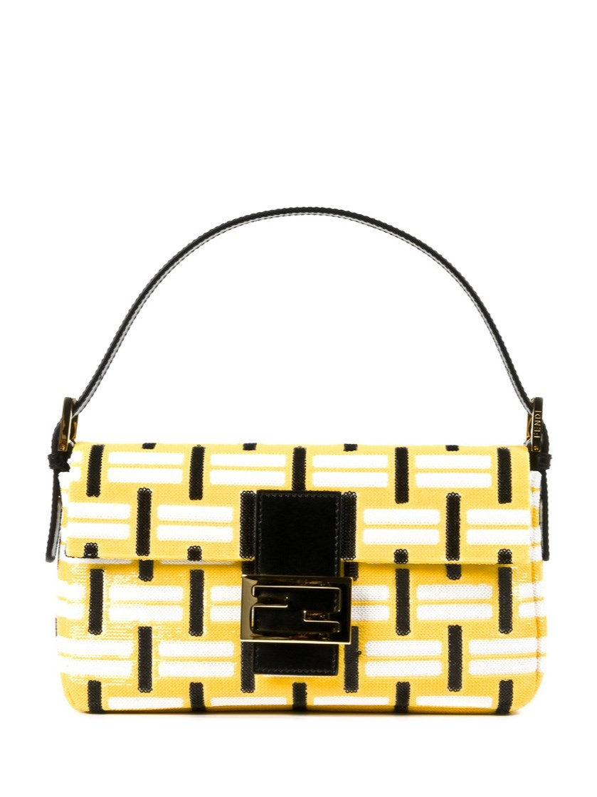 Fendi Sequined Baguette in White | Lyst