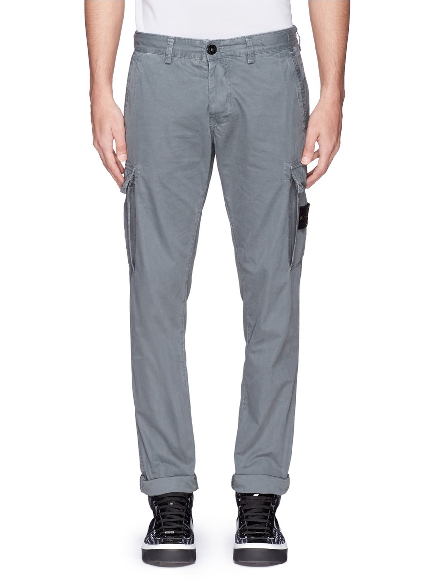 Lyst - Stone Island Coated Cotton Cargo Pants in Gray for Men