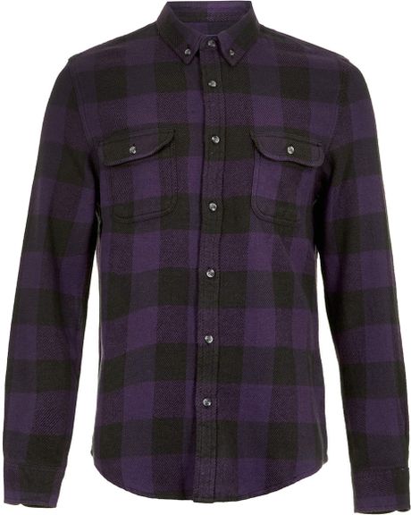 Topman Purple Buffalo Check Long Sleeve Shirt in Purple for Men | Lyst