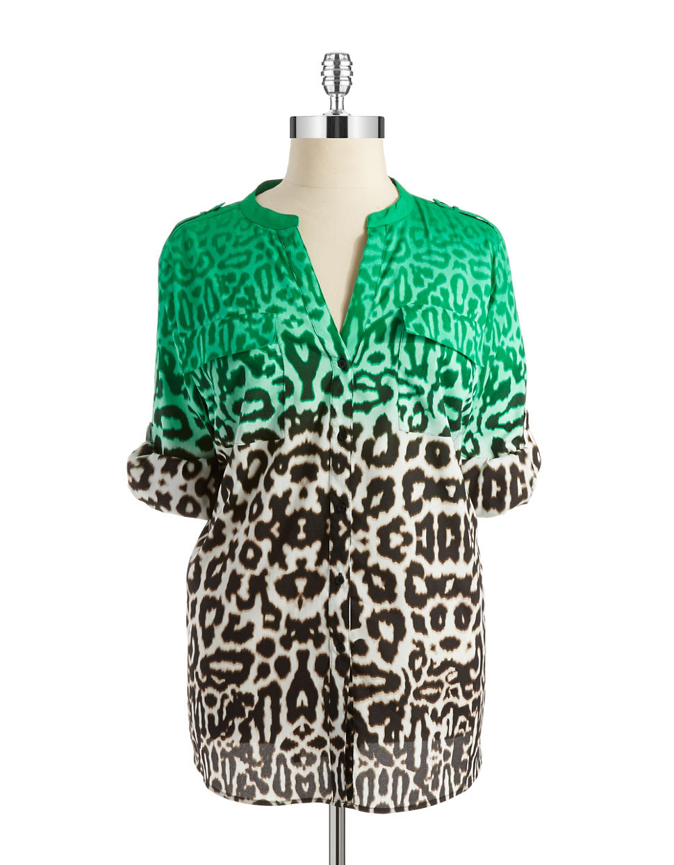 Lyst - Calvin Klein Plus Animal Print Blouse in Green