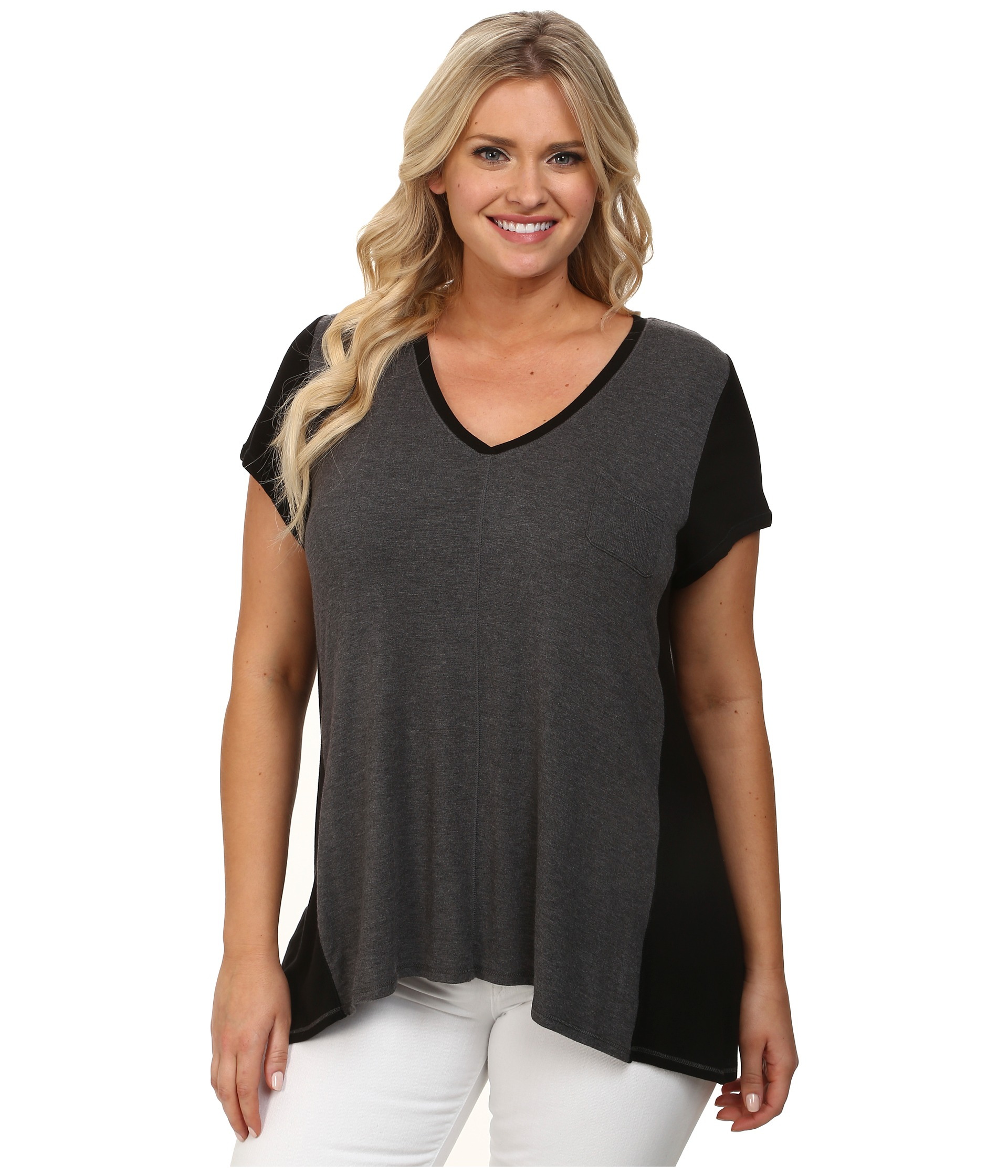 Dkny Plus Size Urban Essentials Short Sleeve Top in Gray Lyst