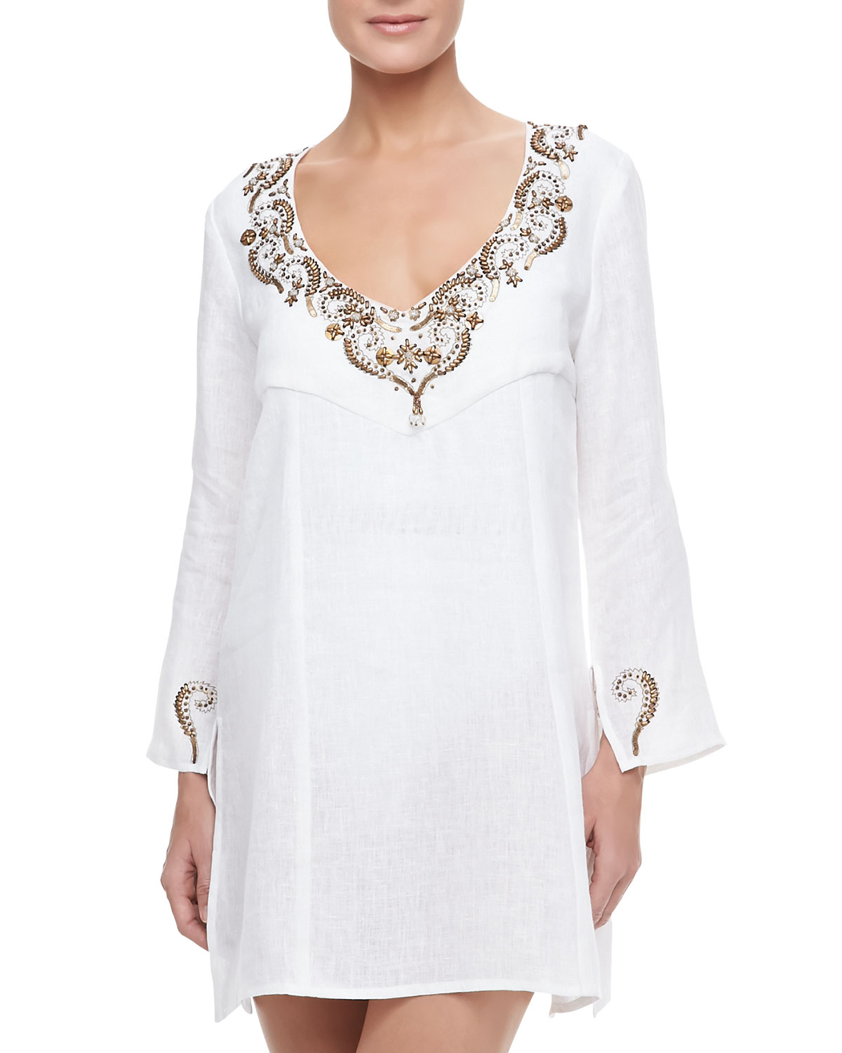 Florabella Valencia Embroidered Linen  Coverup in White Lyst
