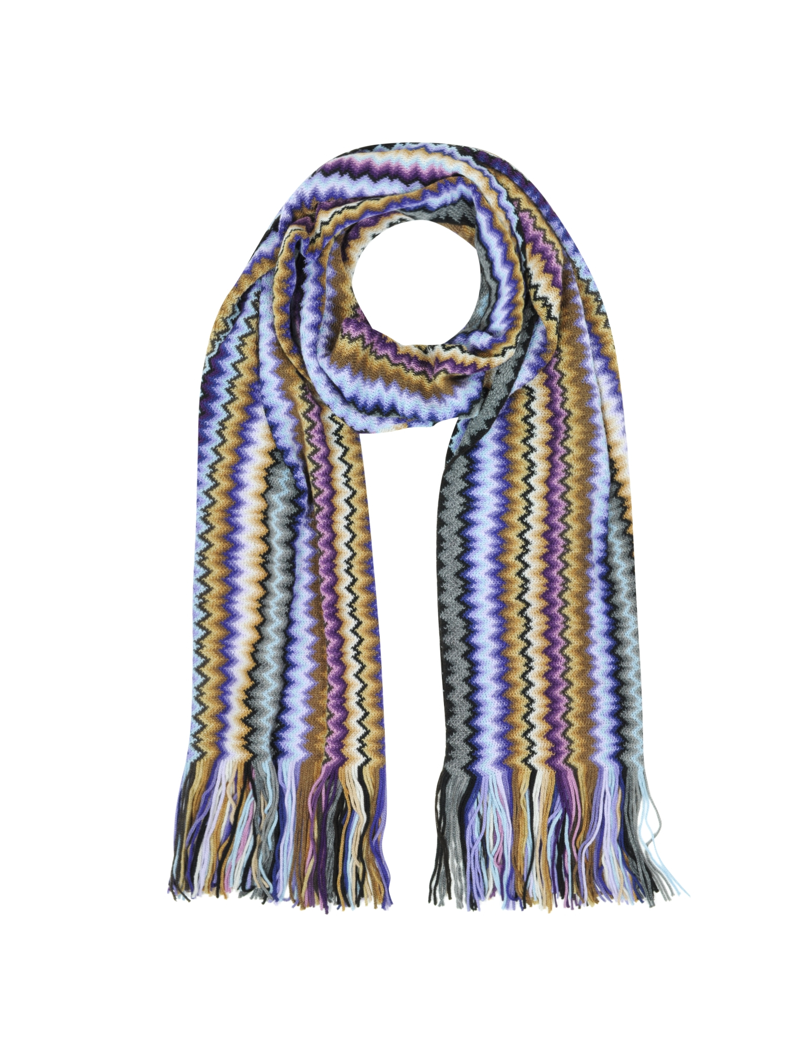 Missoni | Purple Zig Zag Wool Blend Fringed Long Scarf | Lyst