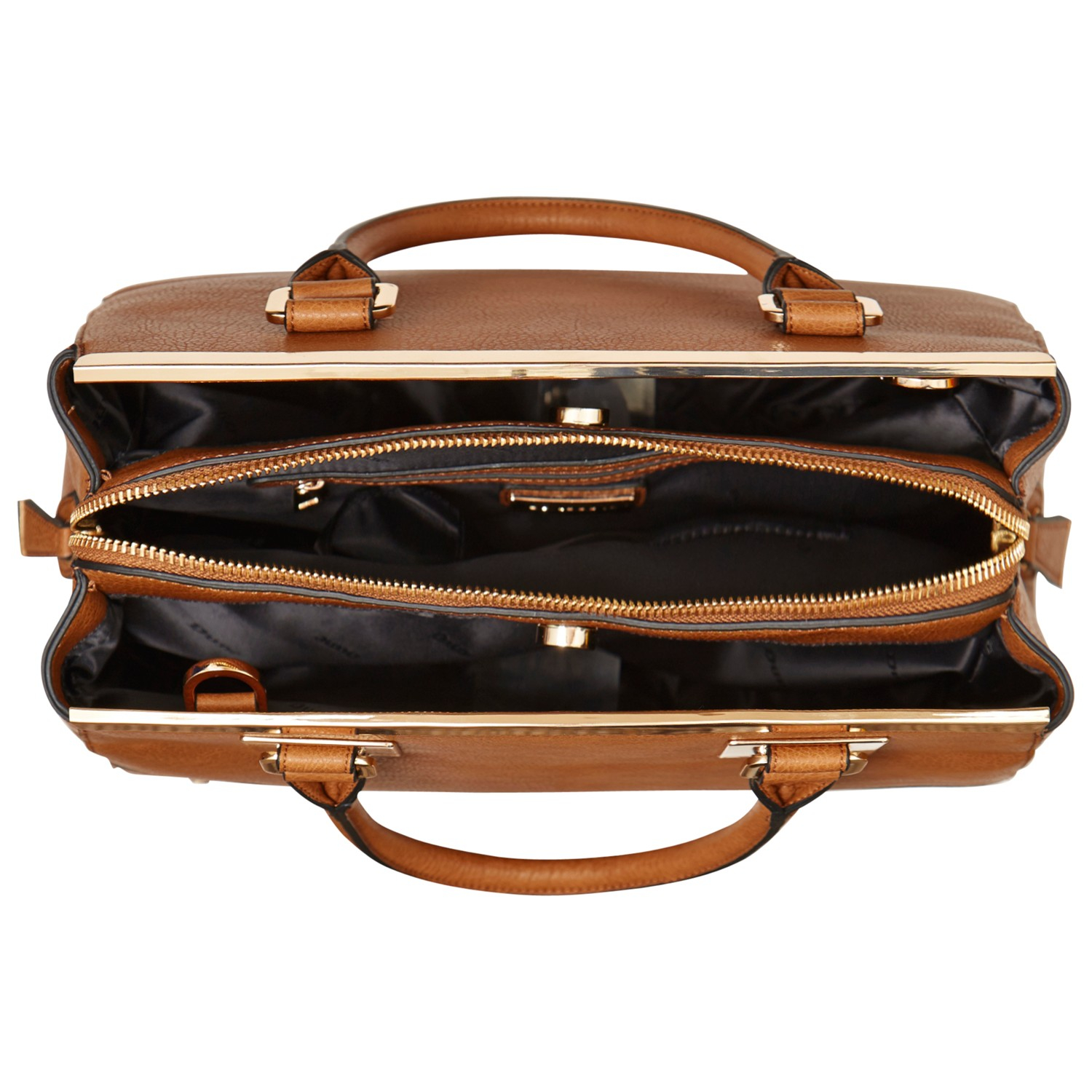 Dune Dartop Metal Trim Multi Compartment Handbag In Brown Lyst Gallery