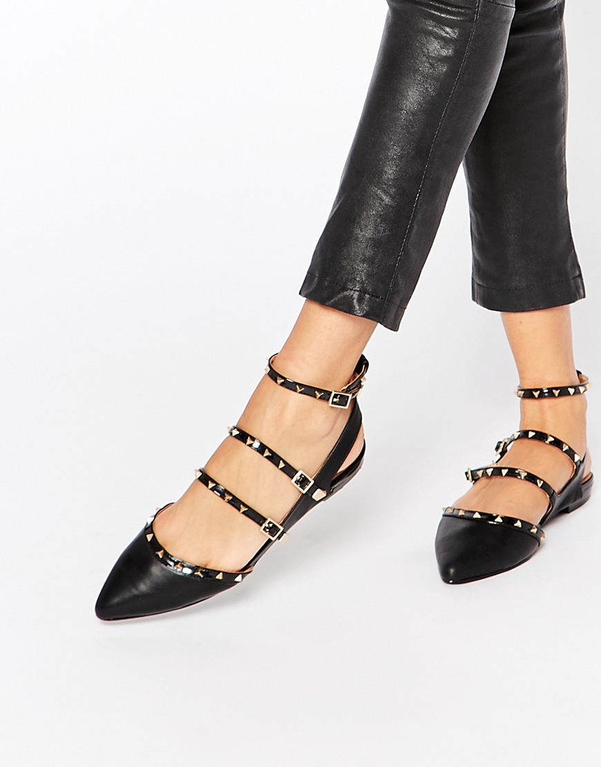 Lyst - Aldo Ldo Zerah Black Studded Flat Black Shoes in Black