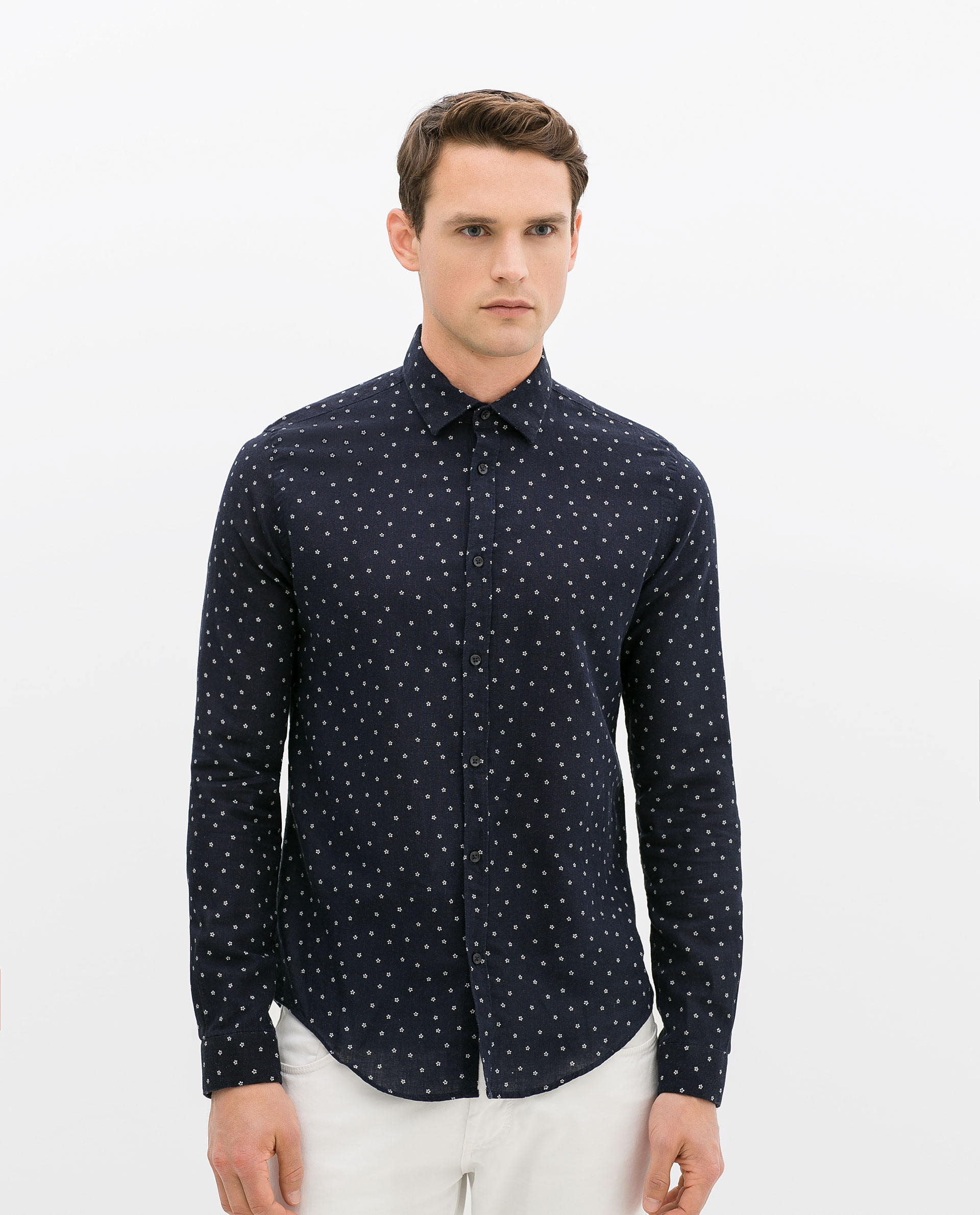 blue linen shirt for men