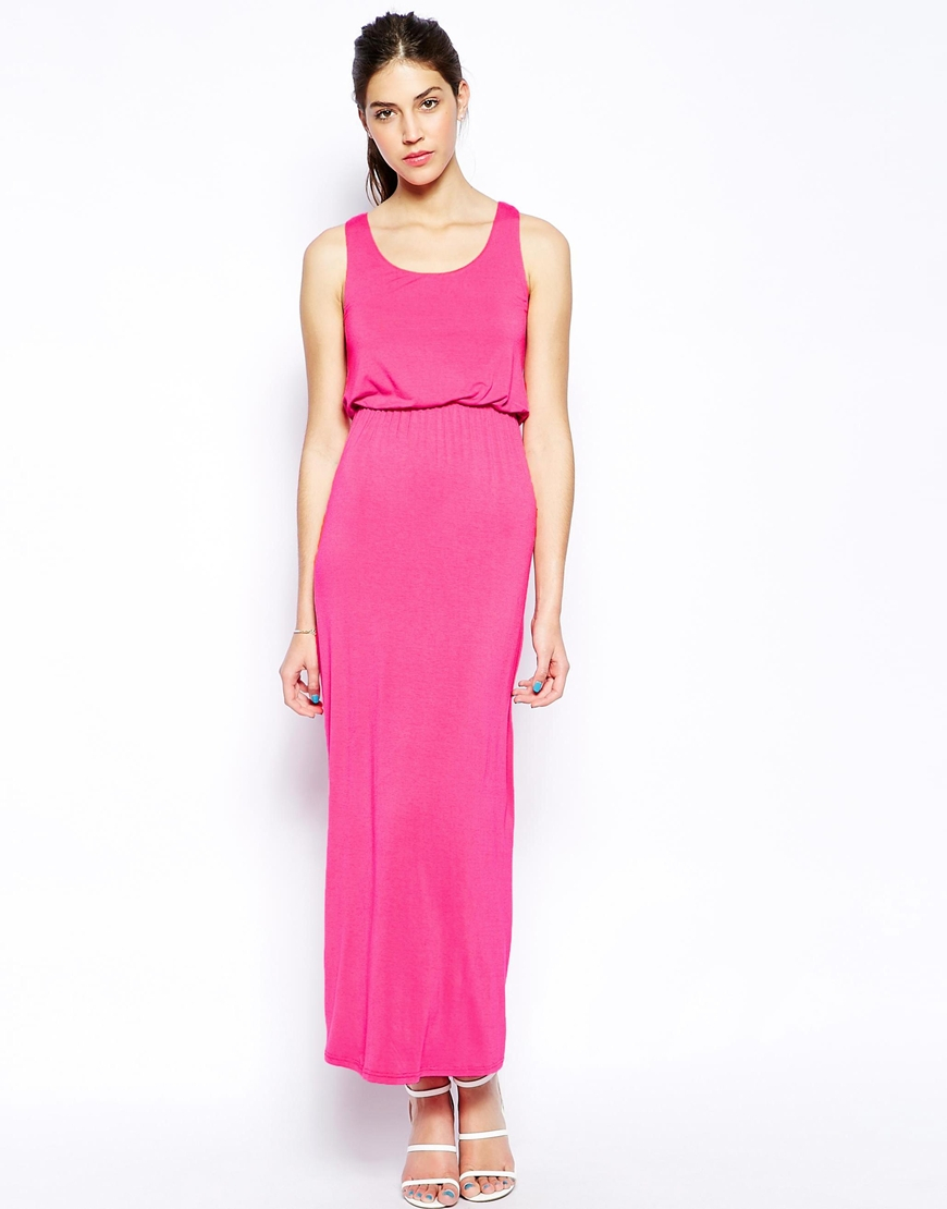 Ax Paris Maxi Dress In Solid Colour in Pink | Lyst