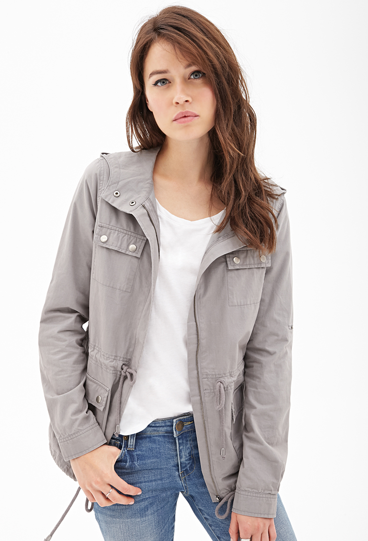 Forever 21 Contemporary Life In Progress Hooded Utility Jacket In Gray - Lyst Forever 21 Contemporary Life In Progress Hooded Utility Jacket In Gray - Lyst