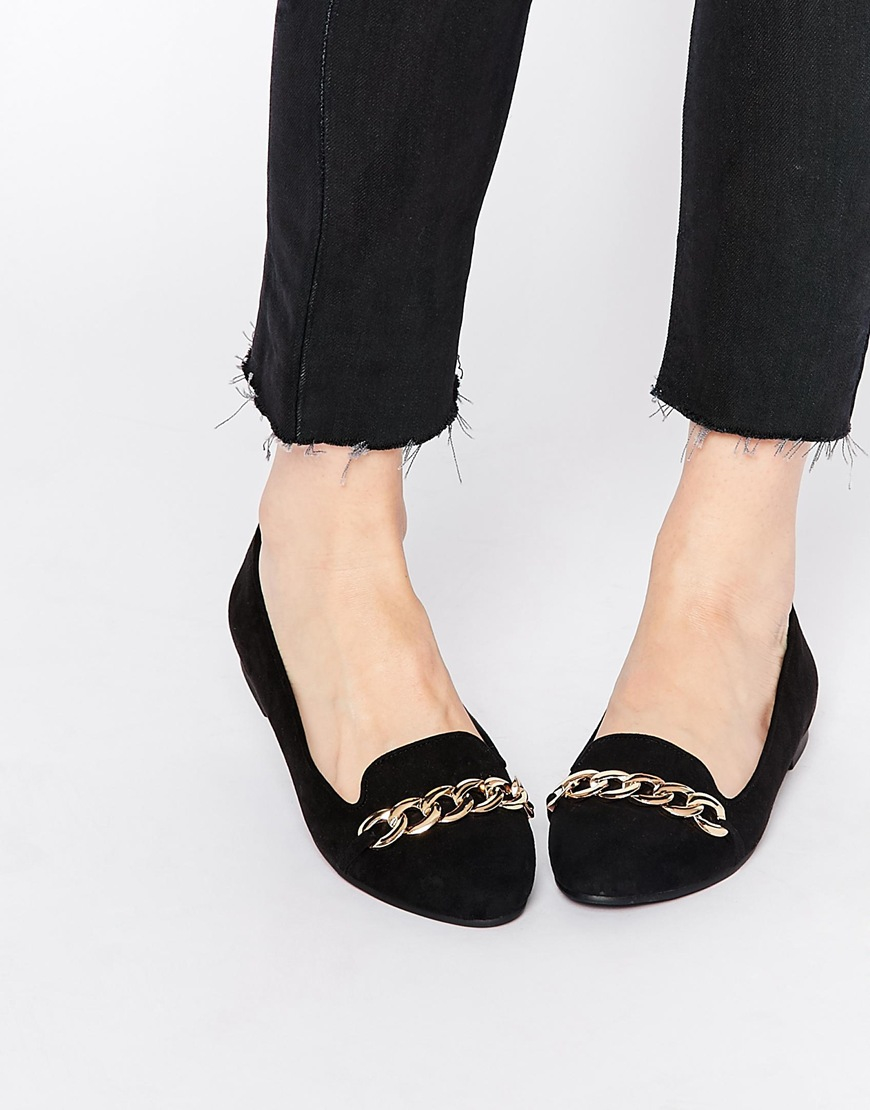 Carvela kurt geiger Melissa Suedette Flat Shoes With Chain Detail in ...