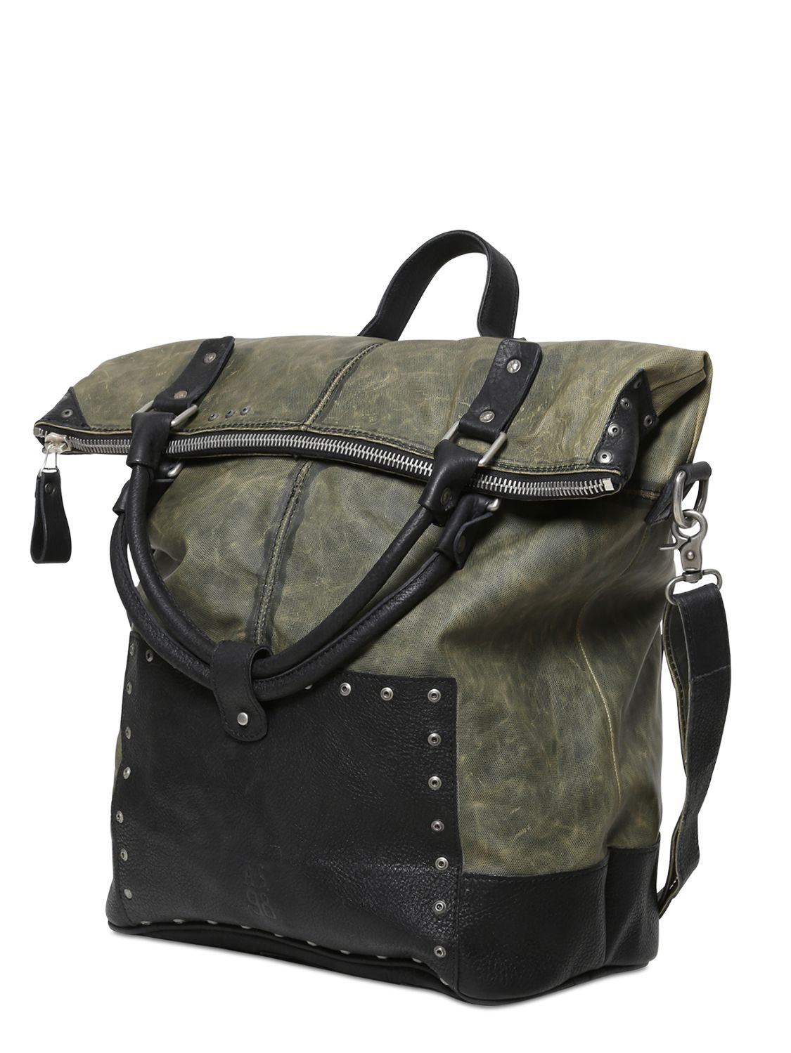A.s.98 Waxed Canvas & Leather Backpack in Green for Men - Lyst